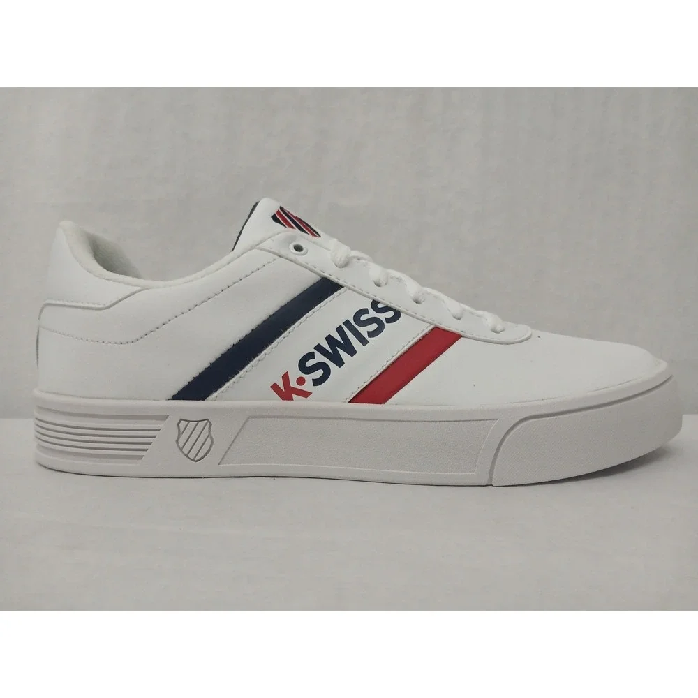 K-Swiss‎ Men's Court Lite Spellout Tennis Shoes 06147-113-M White Navy Red Sz 10